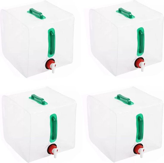 Relaxdays Opvouwbare Jerrycans Met Kraantje Water Jerrycan Watertank 4 Stuks Set 5 Liter 590252942