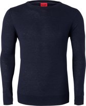 OLYMP Level 5 body fit trui wol met zijde - O-hals - marine blauw - Maat: S