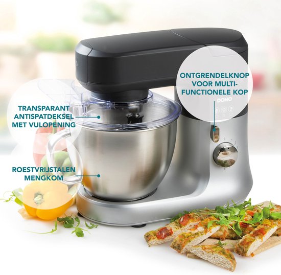 DOMO DO9182KR Keukenrobot - Keukenmachine - 4,5L RVS Mengkom - 1000W - Inclusief Accessoires van Domo — afbeelding 5
