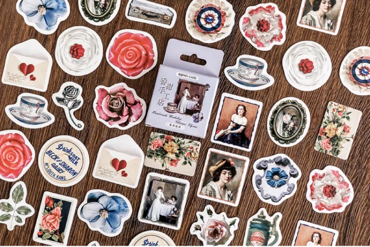Bullet Journal Stickers 46 stickers – Vintage Victoriaanse Dame & Retro Rozen – Planner, Agenda & Scrapbook Stickers – Sinterklaas, Kerst & Schoencadeau – Cadeaus onder 5 euro