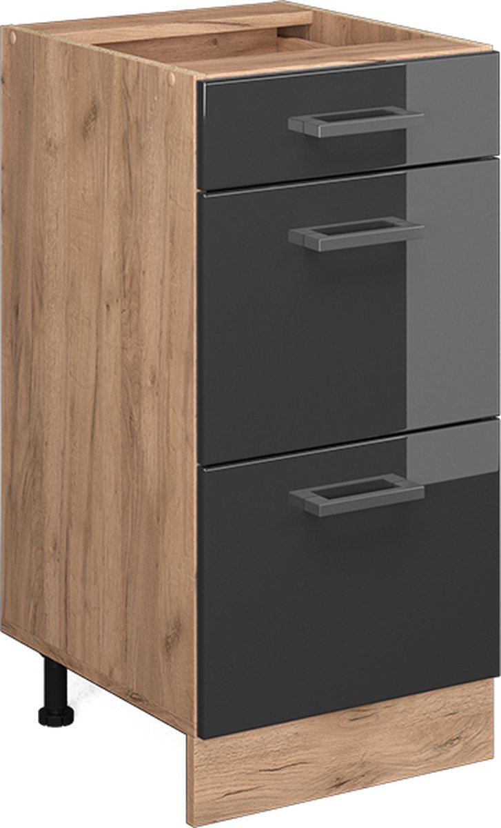 Vicco R-Line Keukenonderkast – 40 cm met laden, zonder werkblad Antraciet Hoogglans