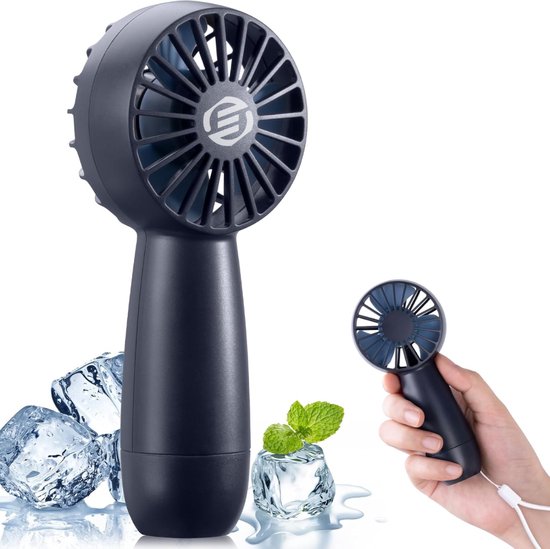 WHATOOK Mini Handventilator Akku Ladbar:Tragbarer Mini Ventilator, 5 Geschwindigkeitsstufen Kleiner Taschenventilator Mit LED Anzeige, Faltbarer USB-Ventilator für Büro, Outdoor, Reisen, Cyan