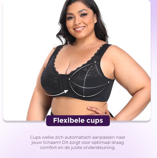 BH Push up femme fermeture devant - BH avec armatures - Taille XL - Zwart - Soutien- BH Comfort - soutien-gorge post-opératoire - BH sans armatures - BH rembourré - BH invisible - Soutien- BH de maintien - Soutien-gorge femme