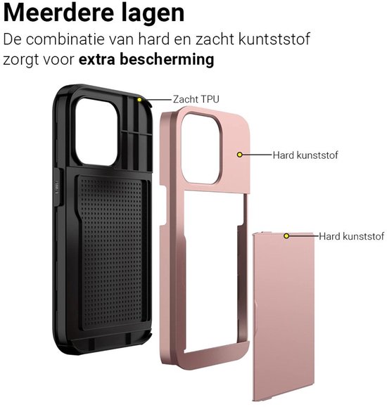 Mobiq - Étui hybride pour iPhone 13 Pro Max avec porte-cartes - or rose