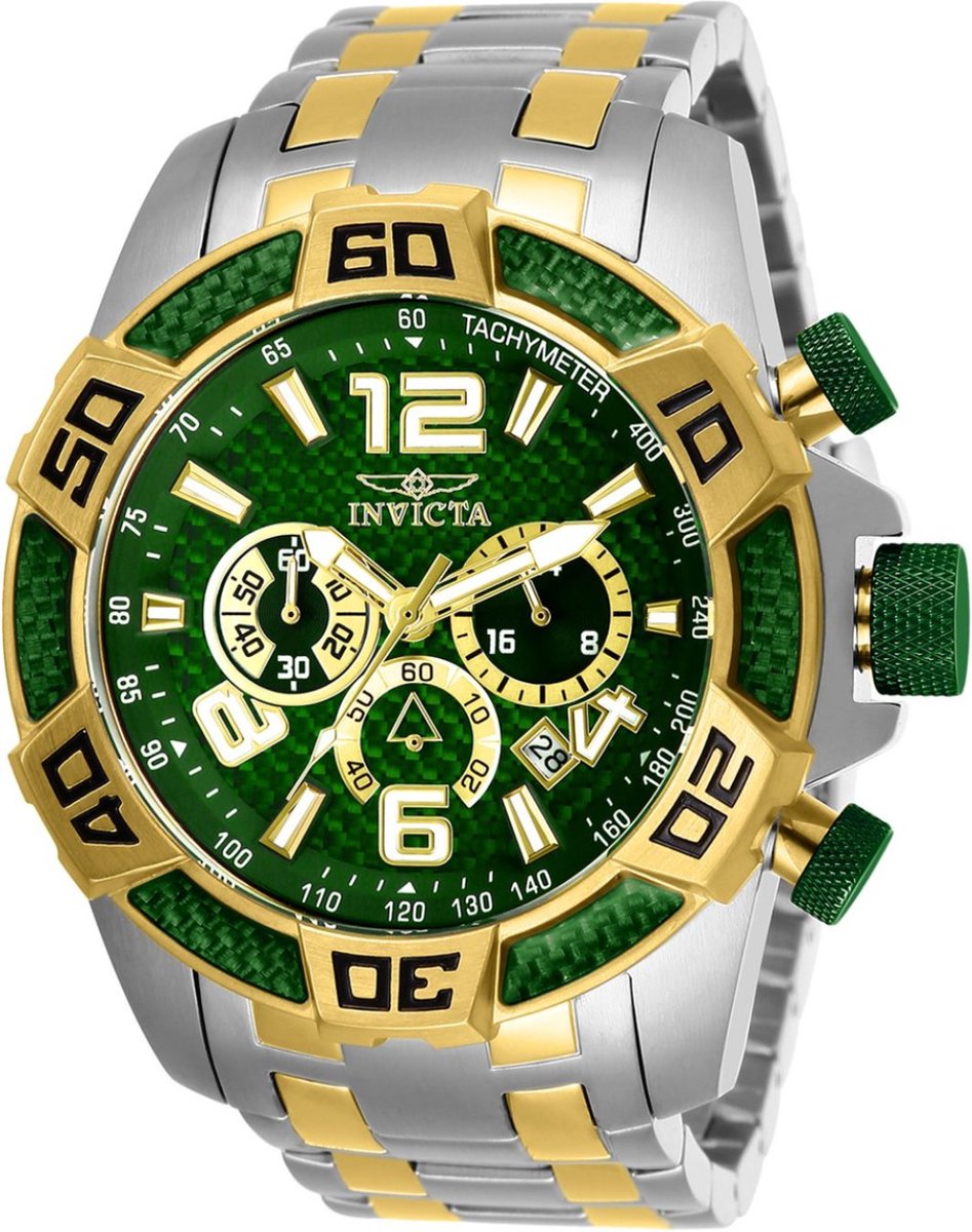 Invicta Pro Diver - SCUBA 25857 Heren Horloge - Waterdicht - Analoog - Quartz Uurwerk - Roestvrij Staal met groene Wijzerplaat - 50mm