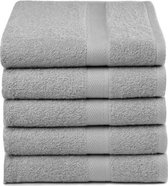 Droomtextiel® Handdoeken d' Hotel de Luxe Grijs Clair 50x100 cm - 5 Pièces - Pure Katoen - Textiles de Bain - Merveilleusement Doux