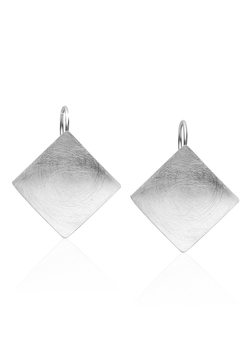 Nenalina - Oorbellen - Basic Geo Viereck Brushed Trend 925 Silber - Dames