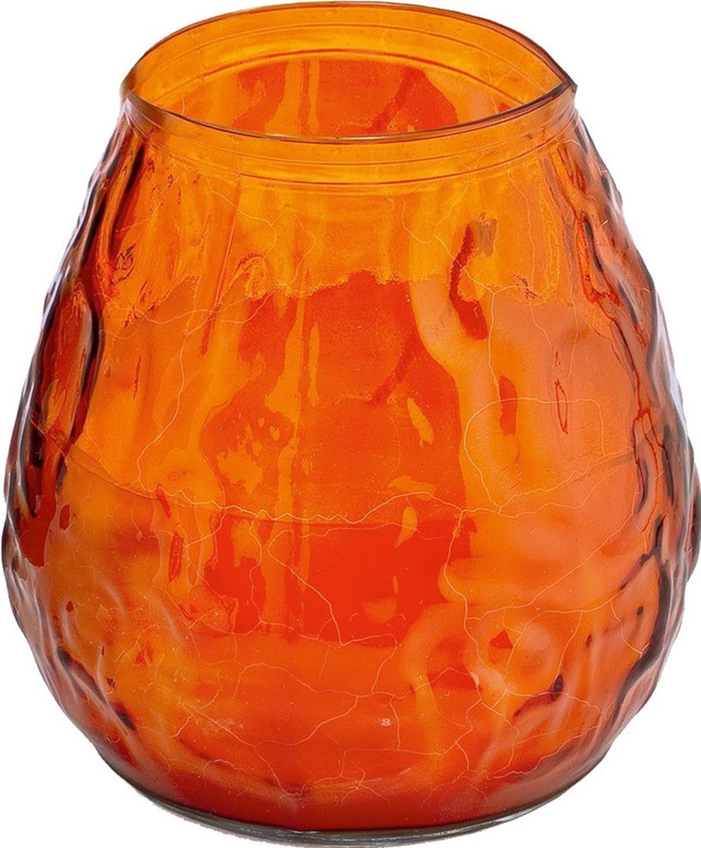 Trend Candles Windlicht kaars - oranje - 48 branduren - Glas - 10 x 10 cm - Terraskaarsen/tuinkaarsen