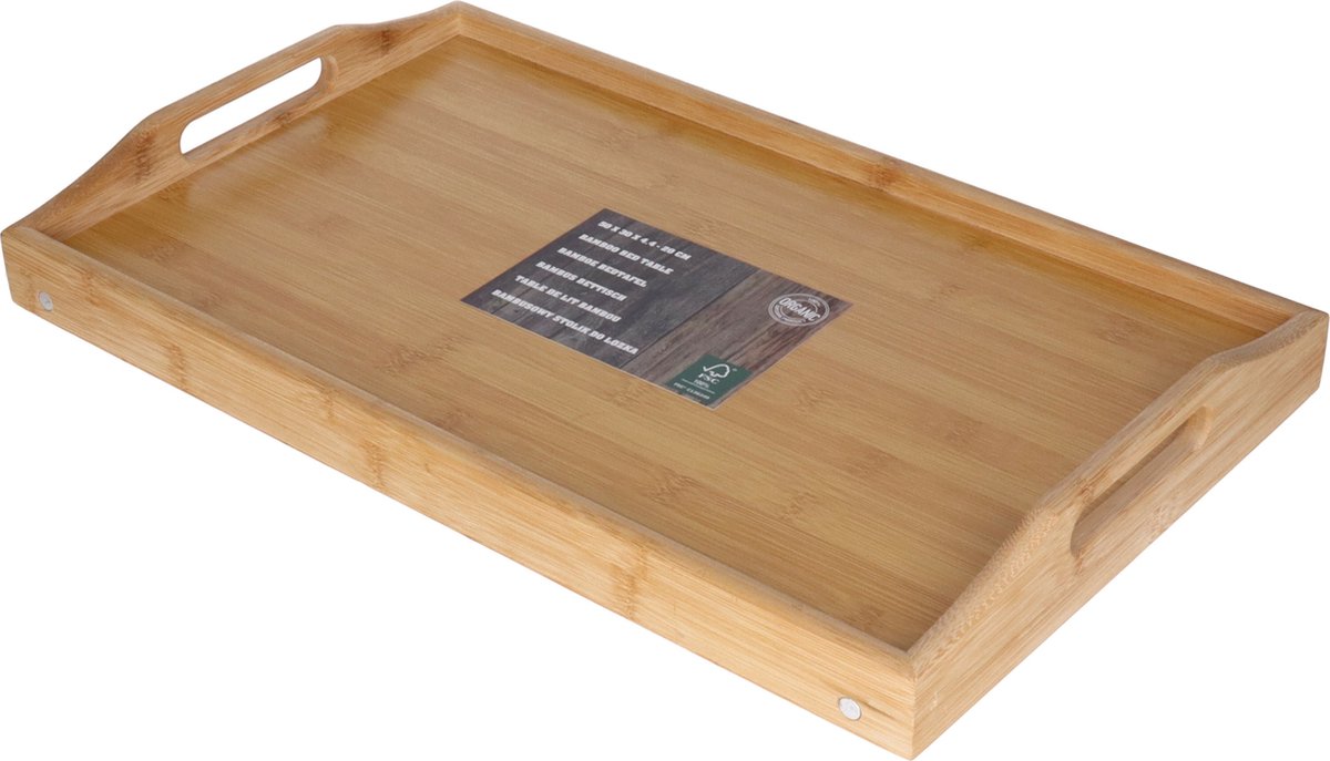Dienblad op pootjes - bamboe - ontbijt op bed - 50 x 30 cm - Bedtafel / serveerblad - laptop / tablet / boek / ontbijt - Schoottafeltjes — cadeau in Koken & Dineren - foto 3