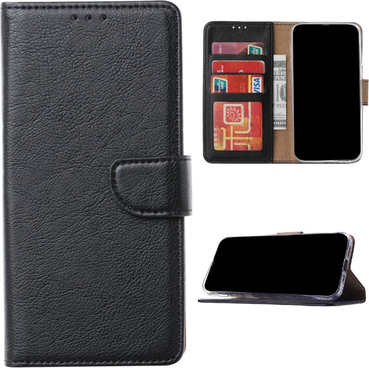 Bookcase Telefoonhoesje Geschikt voor Samsung Galaxy A10 - Hoesje - Ruimte voor 3 pasjes - Magneetlipje - Portemonnee - FuturiQ - Zwart