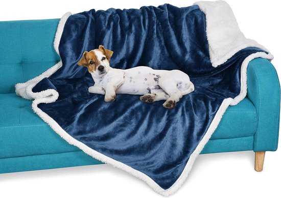 Foto: Super zachte warme pluizige sherpa fleece pluche hondendeken huisdier deken voor honden en katten dubbele dikte gooit l 152 x 127 cm blauw