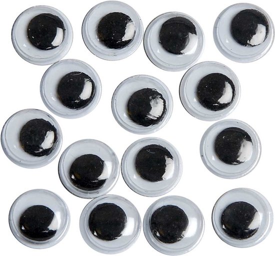 TOAOB 1250 stuks Zelfklevende Wiebelogen 4 tot 12 mm Rond 8 x 10 mm Ovaal Googly Eyes Zwart Wit Kunststof Wiggle Ogen voor DIY Scrapbooking Ambachten Speelgoed Accessoires