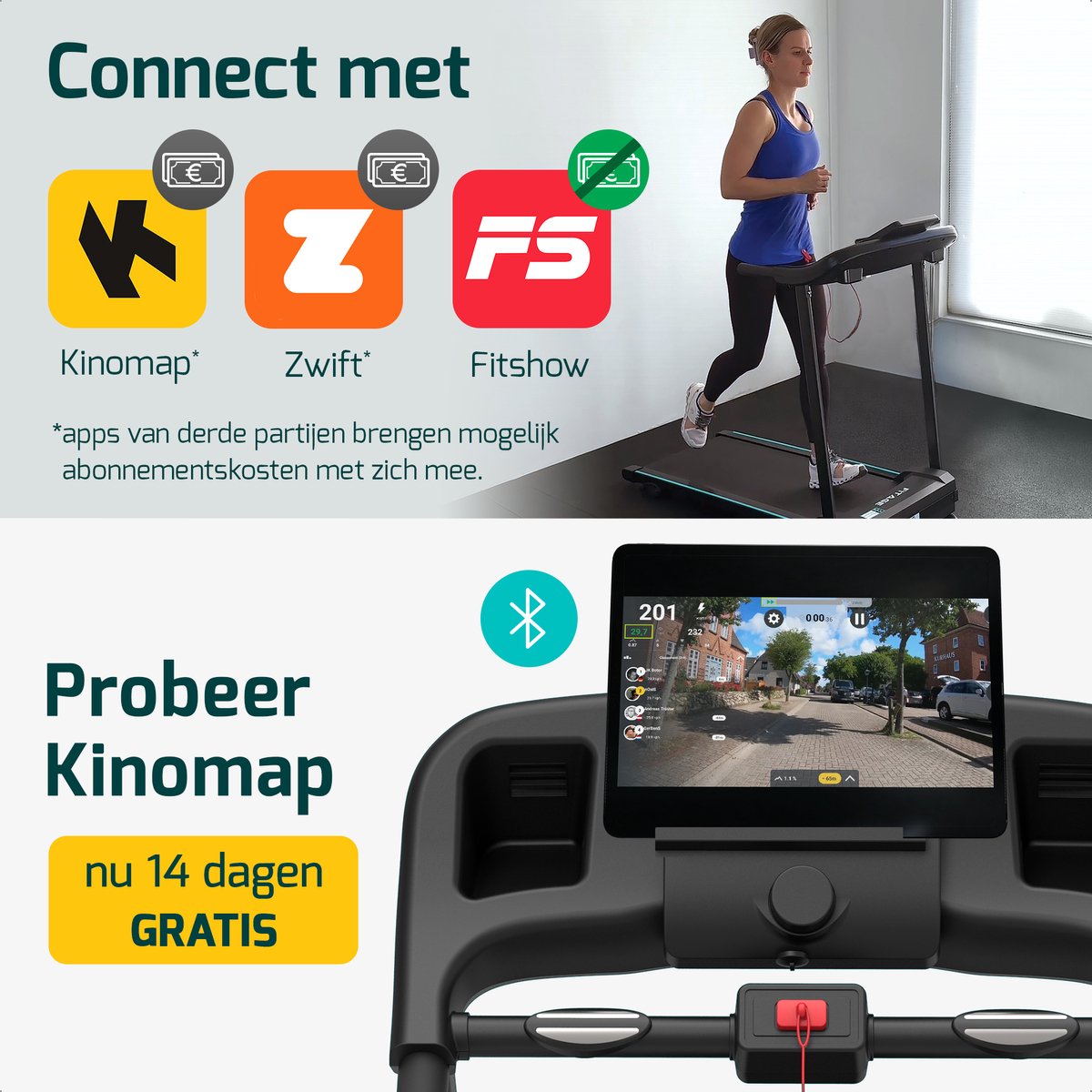 Afbeelding 3 van FITAGE Loopband - Wandelband met Bluetooth - Walking Pad - 12km/u met 3 Incline Levels - Treadmill - Loopbanden Elektrisch