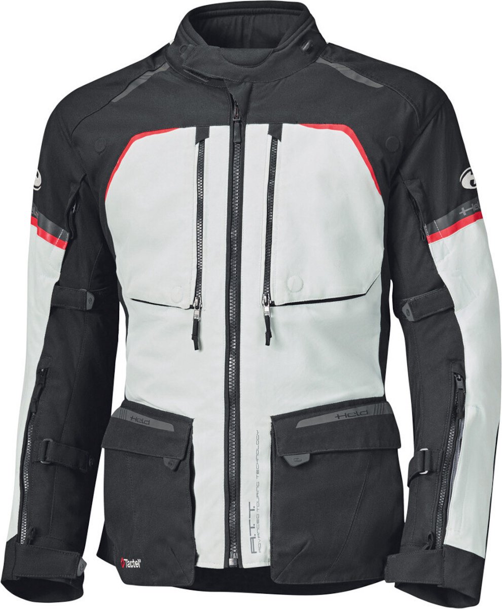 Held Tridale Top Lichtgrijs Zwart Rood Waterdicht Textiele Motorjas - Jas