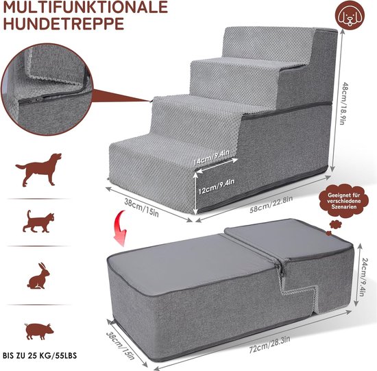 Opvouwbare huisdiertrap, hondentrap, huisdiertrap voor kleine honden
