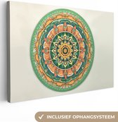 Tableau sur toile Hippie - Mandala - Vert - Boho - Fleurs - 180x120 cm - Décoration murale XXL