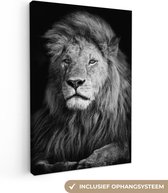 Peinture sur toile - Animaux sauvages - Lion - Zwart - Wit - Décoration d'intérieur - Canvasdoek cm - Photo sur toile - Toile canvas
