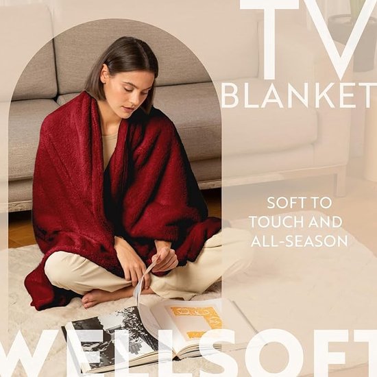 English Home Welsoft Deken - Zachte Bankdeken - Donzige Deken - Kampdeken - Buitendeken - Stranddeken - 120x170 cm - Bordeaux