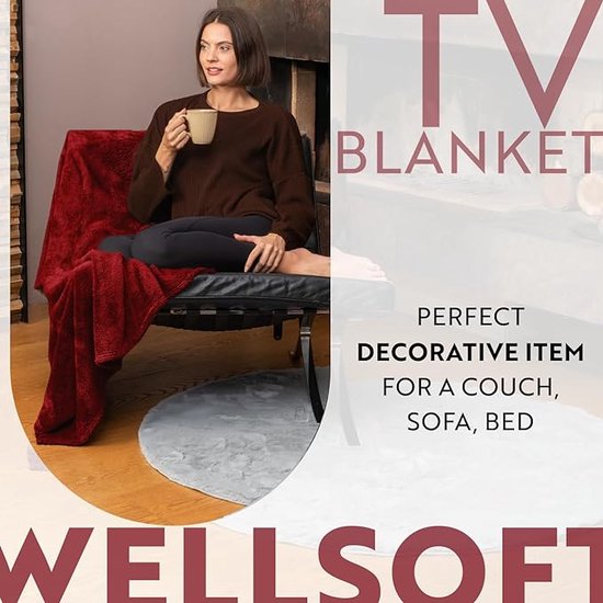 English Home Welsoft Deken - Zachte Bankdeken - Donzige Deken - Kampdeken - Buitendeken - Stranddeken - 120x170 cm - Bordeaux