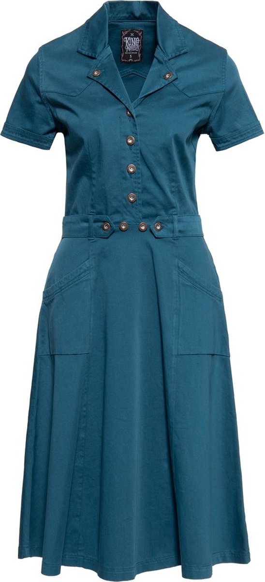 Queen Kerosin Workwear Swingkleid QK5201015000 Blau-4XL