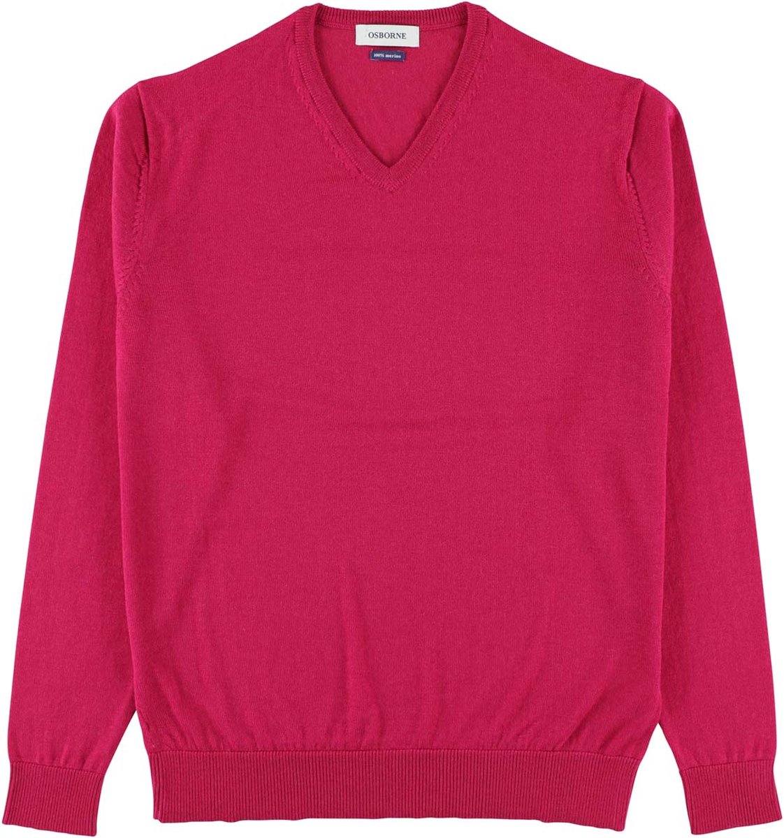 Osborne Knitwear Trui met V hals - Merino wol - Fuchsia - M