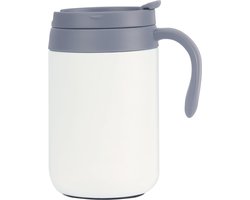 foto van Belle Vous Witte RVS Thermosbeker - 500 ml Koffiemok Herbruikbaar - Thermos Met Lek-vrij Deksel - Voor Hete en Koude Dranken - Dubbelwandige RVS Mok