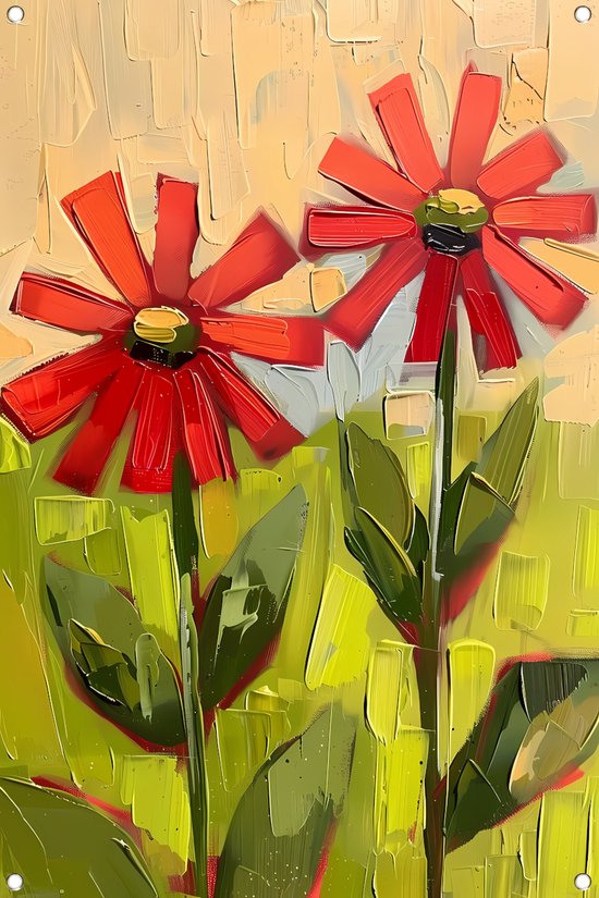 Bloemen tuinposter - Planten tuinposter - Tuinposters Bladeren - Tuin - Schutting poster - Decoratie tuin tuinposter 70x105 cm