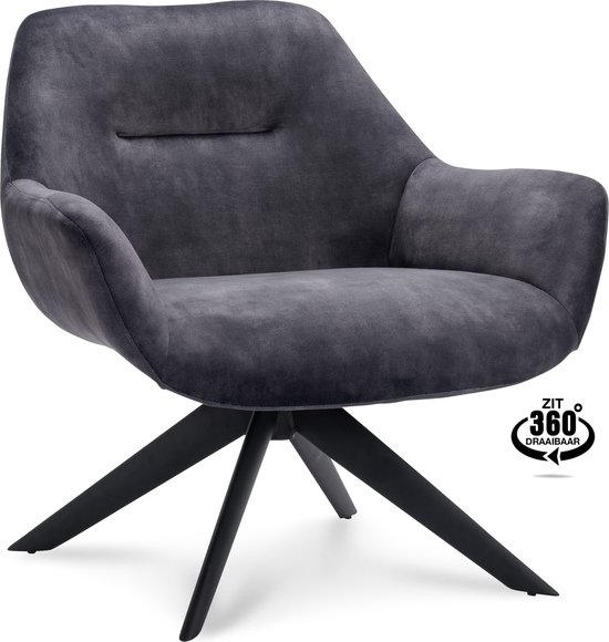 Fauteuil Hero (draaibaar) Stof Adore Anthracite 67 Poot Black