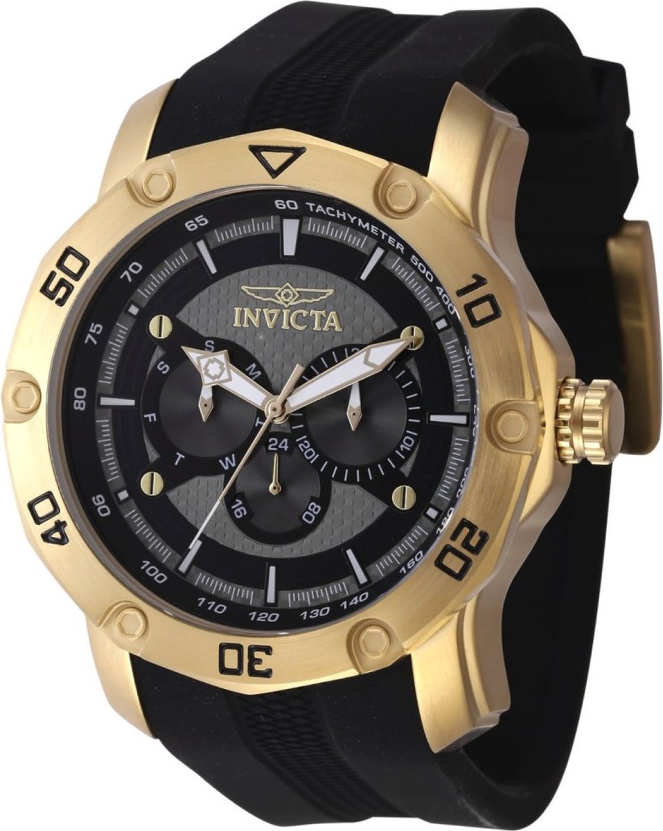 Invicta Pro Diver 45744 Heren Horloge - Waterdicht - Analoog - Quartz Uurwerk - Roestvrij Staal met zwarte Wijzerplaat - 50mm