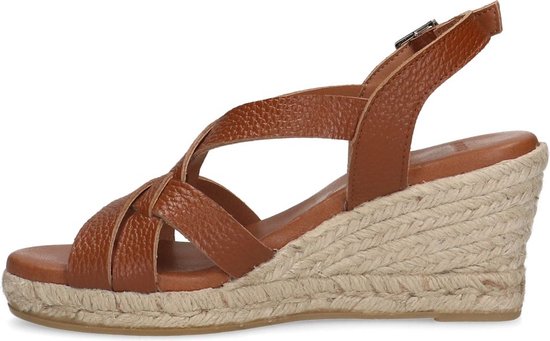 Manfield - Dames - Cognac leren sleehakken - Maat 36