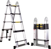 Bol.com Telescopische ladder aluminium draagbaar met antislip rubberen voetjes - maximale belasting 150 kg EN131 aanbieding