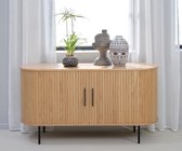 Dressoir Eikenhout Naturel - 4 Planken - Schuifdeuren - Kast Nola - Giga Living