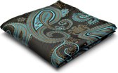 Pochette de costume en soie turquoise à motif cachemire