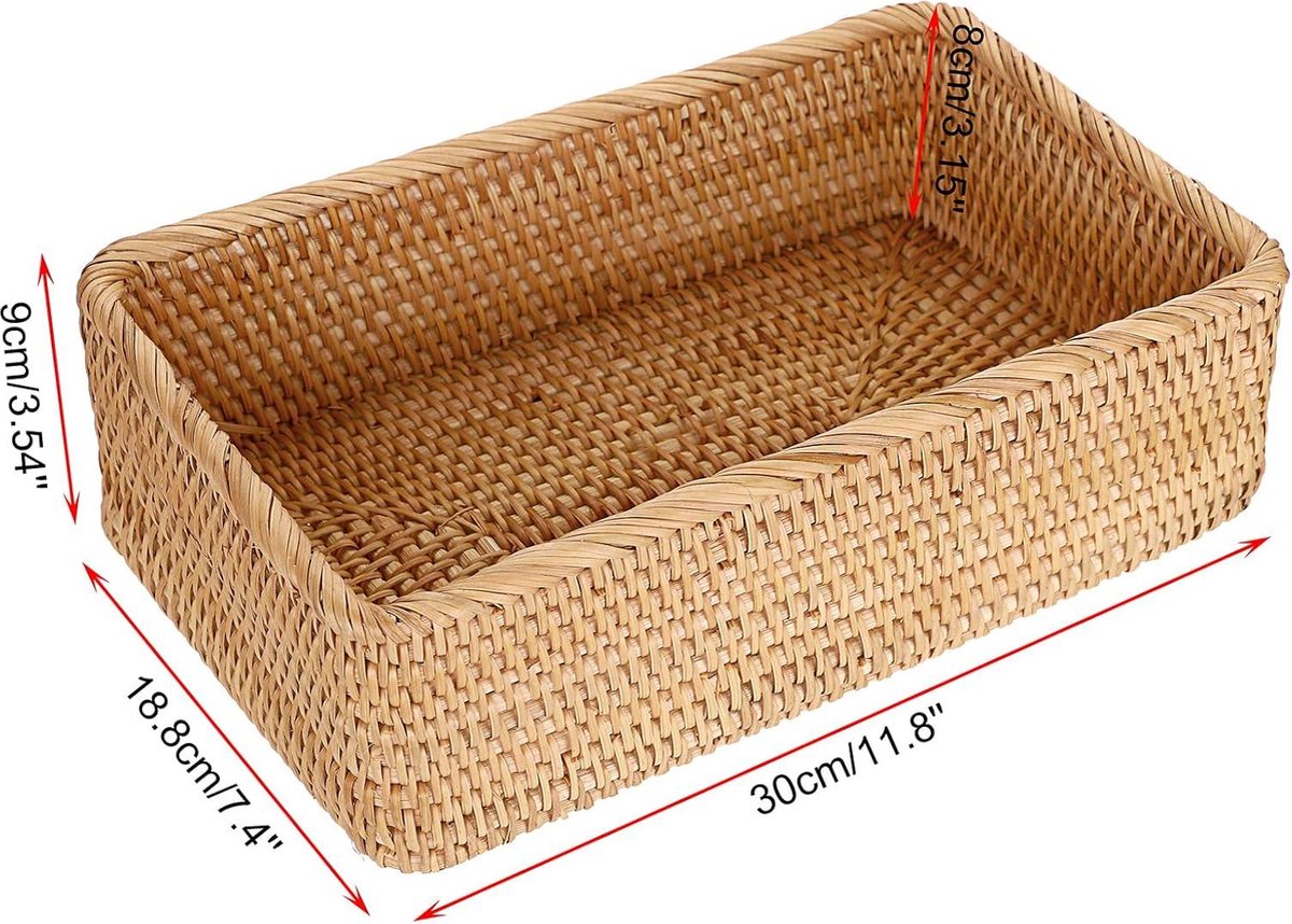 Handgeweven Rechthoekige Rotan Rieten Mand Fruit Thee