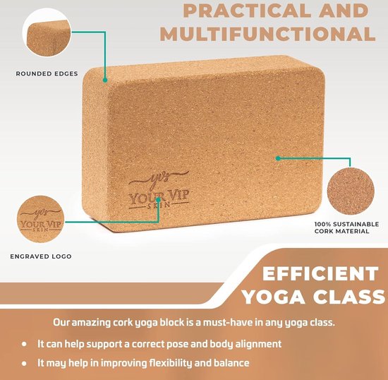 Yoga Kurkblok - Duurzame Natuurlijke Ecologische Kurk - Taco Yoga Pilates Fitness - Yogablok Kurk van SMUKYOGA — afbeelding 2