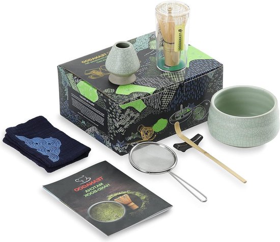 Luxe Matcha Theeset Wit – 4-delig met Klopper, Houder, Lepel en Kom – Mr. MATCHA