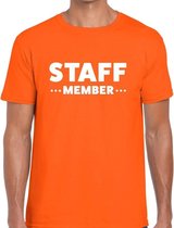 Staff member / personeel tekst t-shirt oranje heren S