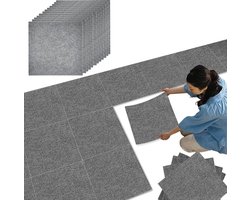 Tapijttegels antislip donkergrijs - 12 stuks 30x30cm - wasbaar en zelfklevend - binneningang thuis en kantoor Tapijttegels