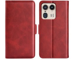 MobyDefend Hoesje - Geschikt voor Motorola Edge 50 Ultra - Luxe Wallet Book Case (Sluiting Zijkant) - Rood