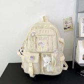 QOCO Kawaii-rugzak met Kawaii-hangers en accessoires, leuke schooltas, mooie rugzak voor op reis, Harajuku-schooltas voor tienermeisjes, 38 x 26 x 18 cm, roze