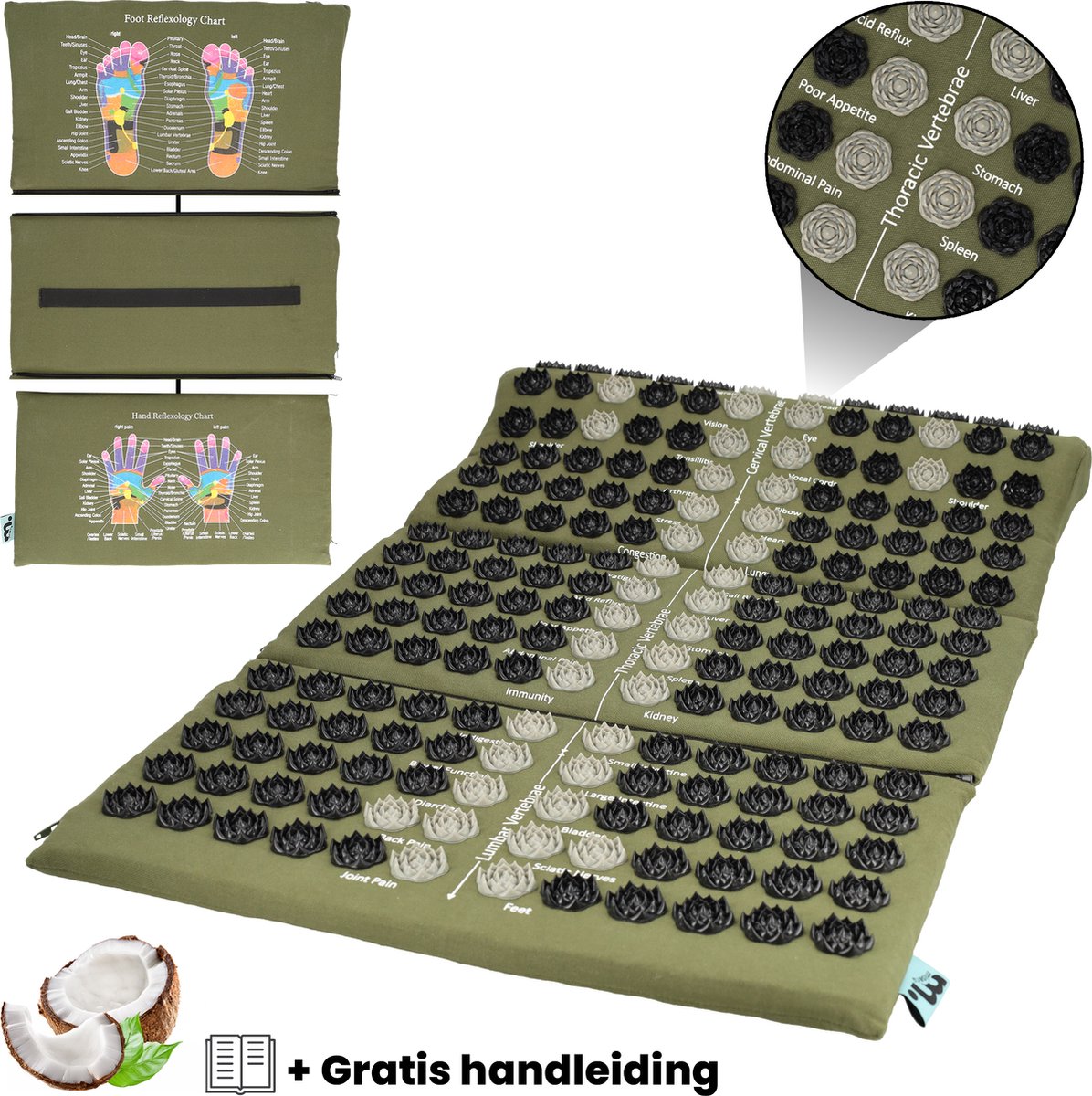 Goedkoopste Miseru Spijkermat - Accupressuur Mat - 71x45 cm - 3-delig & Afritsbaar - Duurzaam Materiaal - Spijkerbed - Shakti Massage