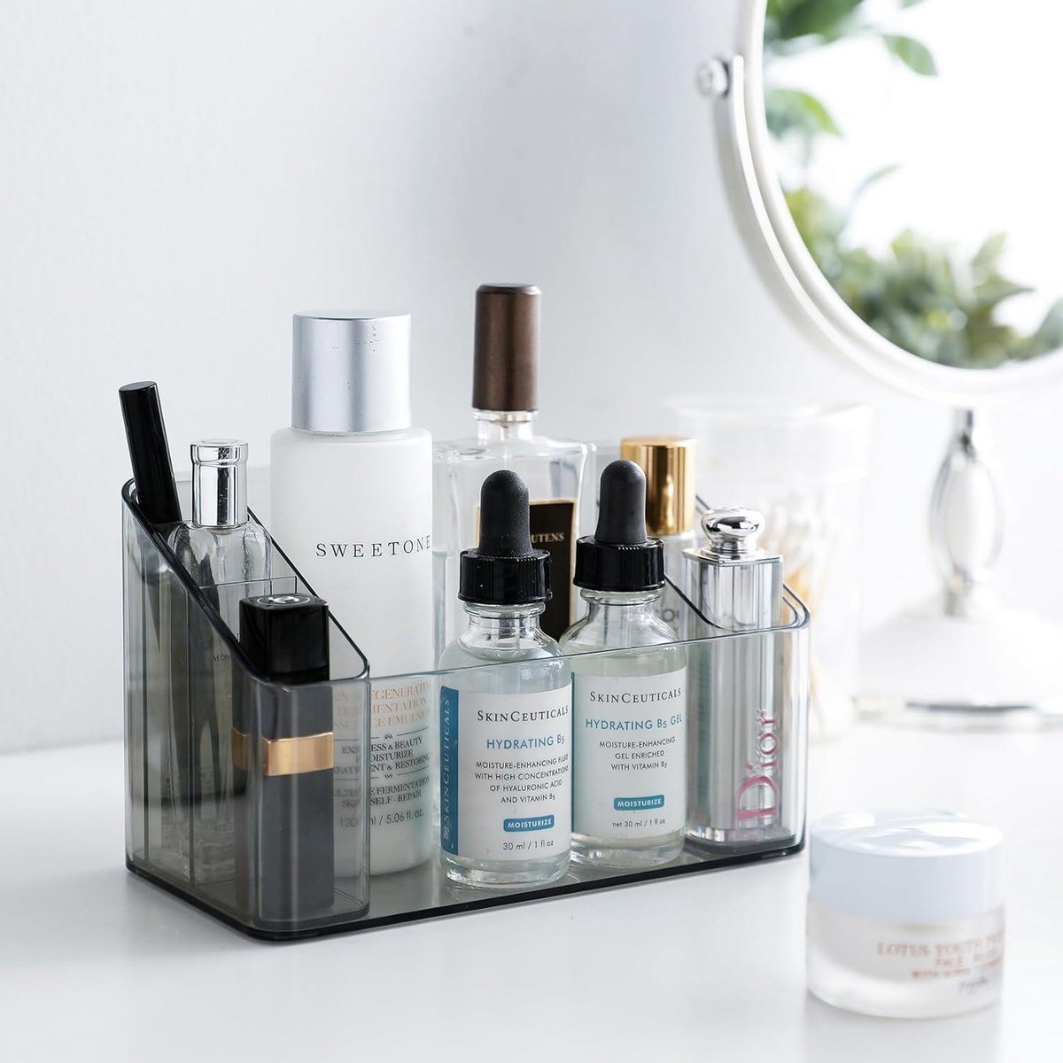 Make-uporganizer kunststof cosmetica-opbergdoos voor make-uptafel badkamerkast schoonheidsen desktop-opberghouder met binnenkoffer