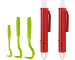 Nepfaivy Tekenverwijderaar set van 3 Tekenhaken en set van 2 Tekenpincetten - Eenvoudige en Veilige Tekenverwijderaar voor Honden, Katten en Kinderen - Huisdieren en Mensen teken tang Image