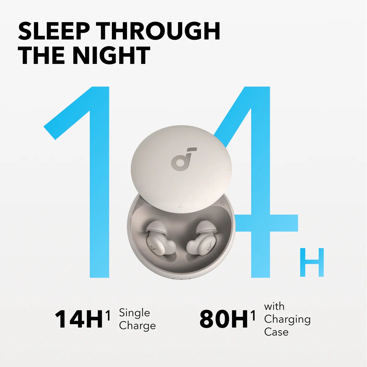 soundcore by Anker Sleep A20 Draadloze Slaapoordopjes - Earbuds - Noise Blocking, Klein Ontwerp voor Zijslapers, 80 uur Accuduur, Bluetooth 5.3, Slaapmonitor, Persoonlijk Alarm — afbeelding 5