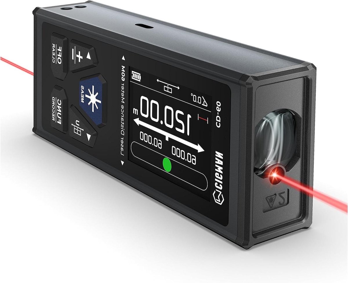Laserafstandsmeter Bilateraal tot maximaal 120m - USB oplaadbaar - Digitale waterpas - Magnetische achterzijde