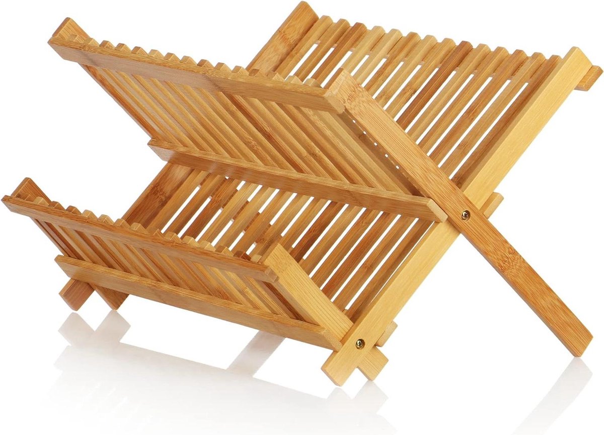 Afdruiprek voor servies opvouwbaar - bamboe afdruiprek - afwasdroger - afdruiprek - 42x33x27cm