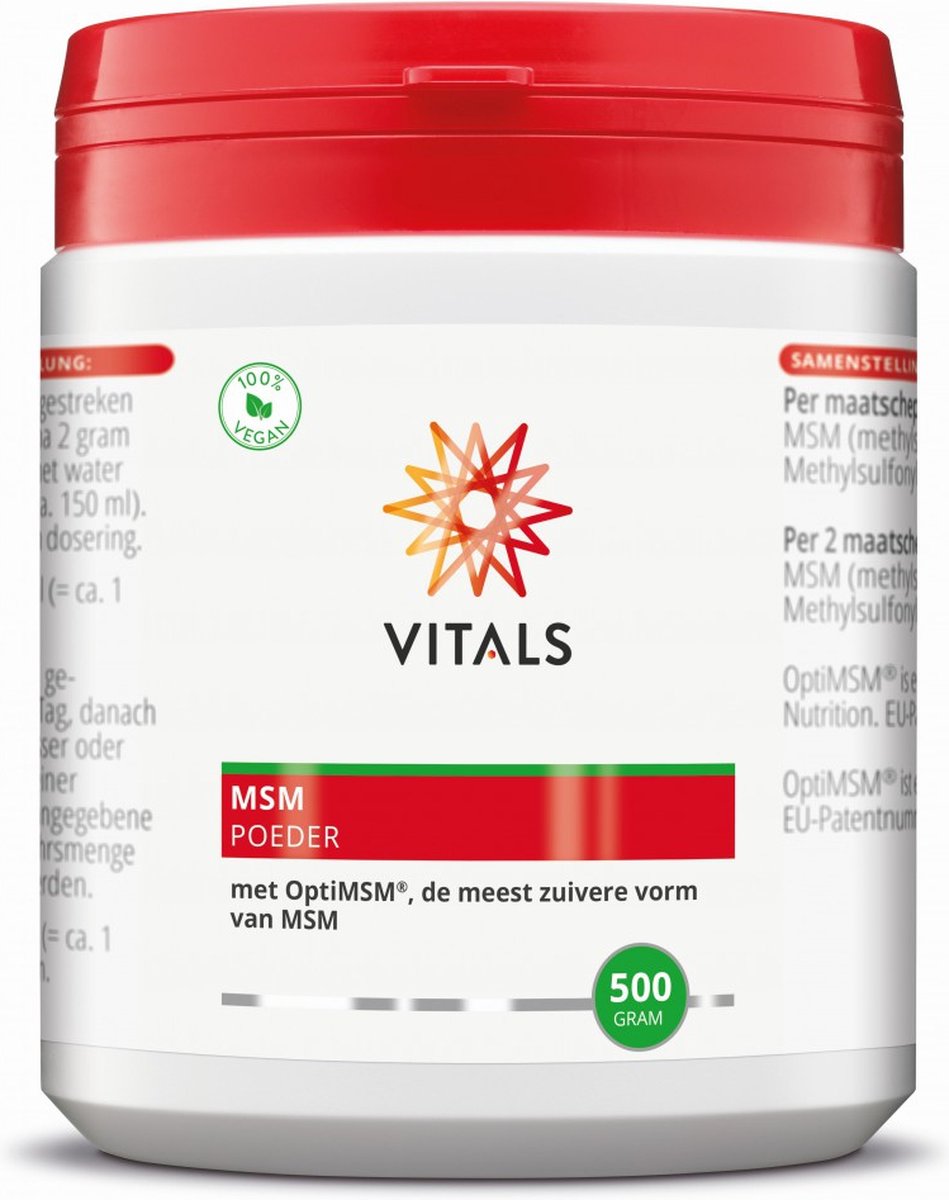 Goedkoopste Vitals MSM Poeder - 500 gram - MSM preparaten. Met 100 puur OptiMSM®, de meest zuivere vorm van MSM.