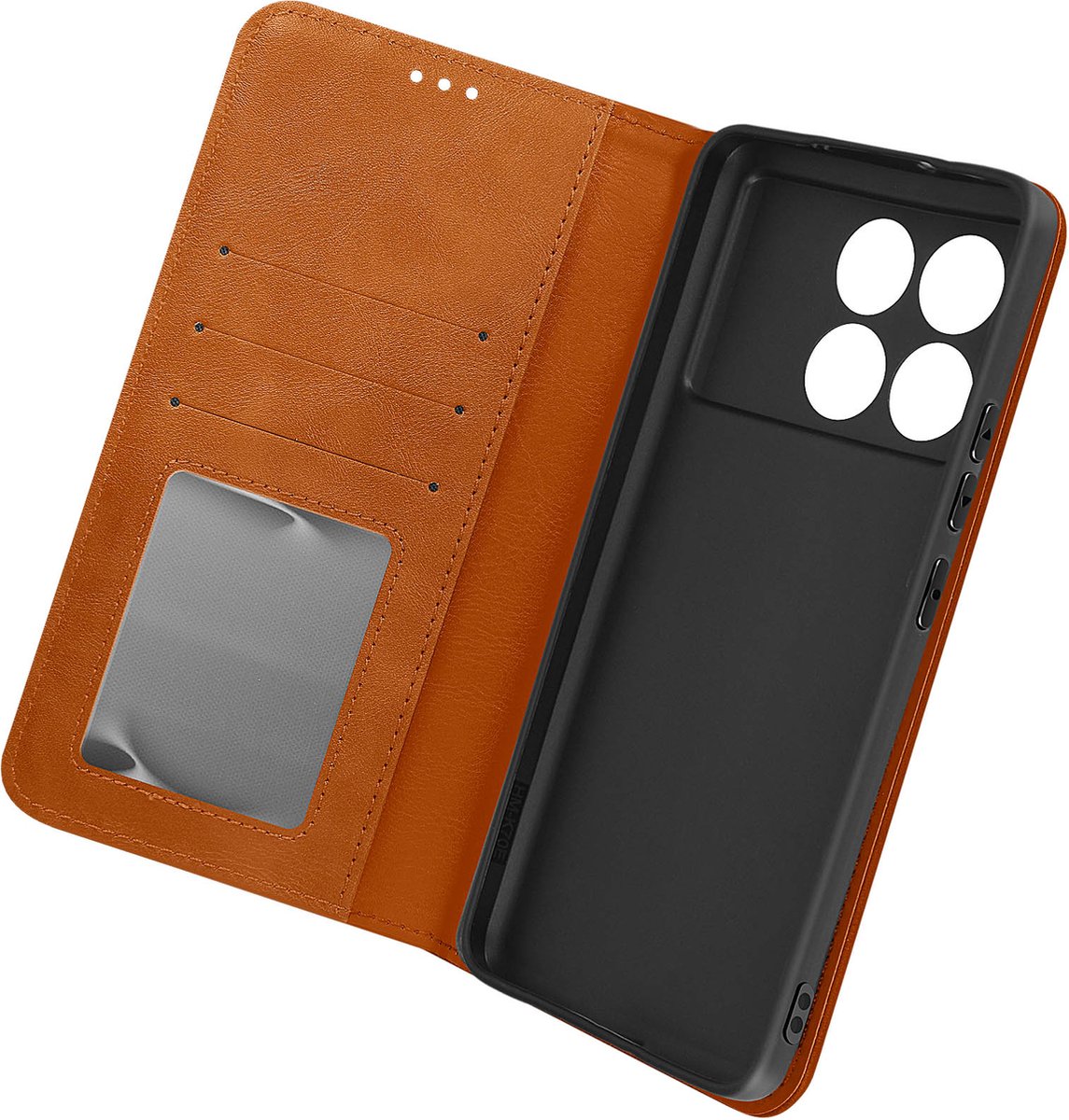 Avizar Foliohoes Geschikt voor Xiaomi Poco X6 Pro Geo portemonnee, Camel