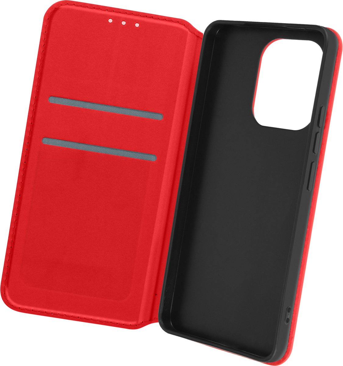 Avizar Foliohoes Geschikt voor Xiaomi Redmi Note 13 4G Multifunctioneel, Rood