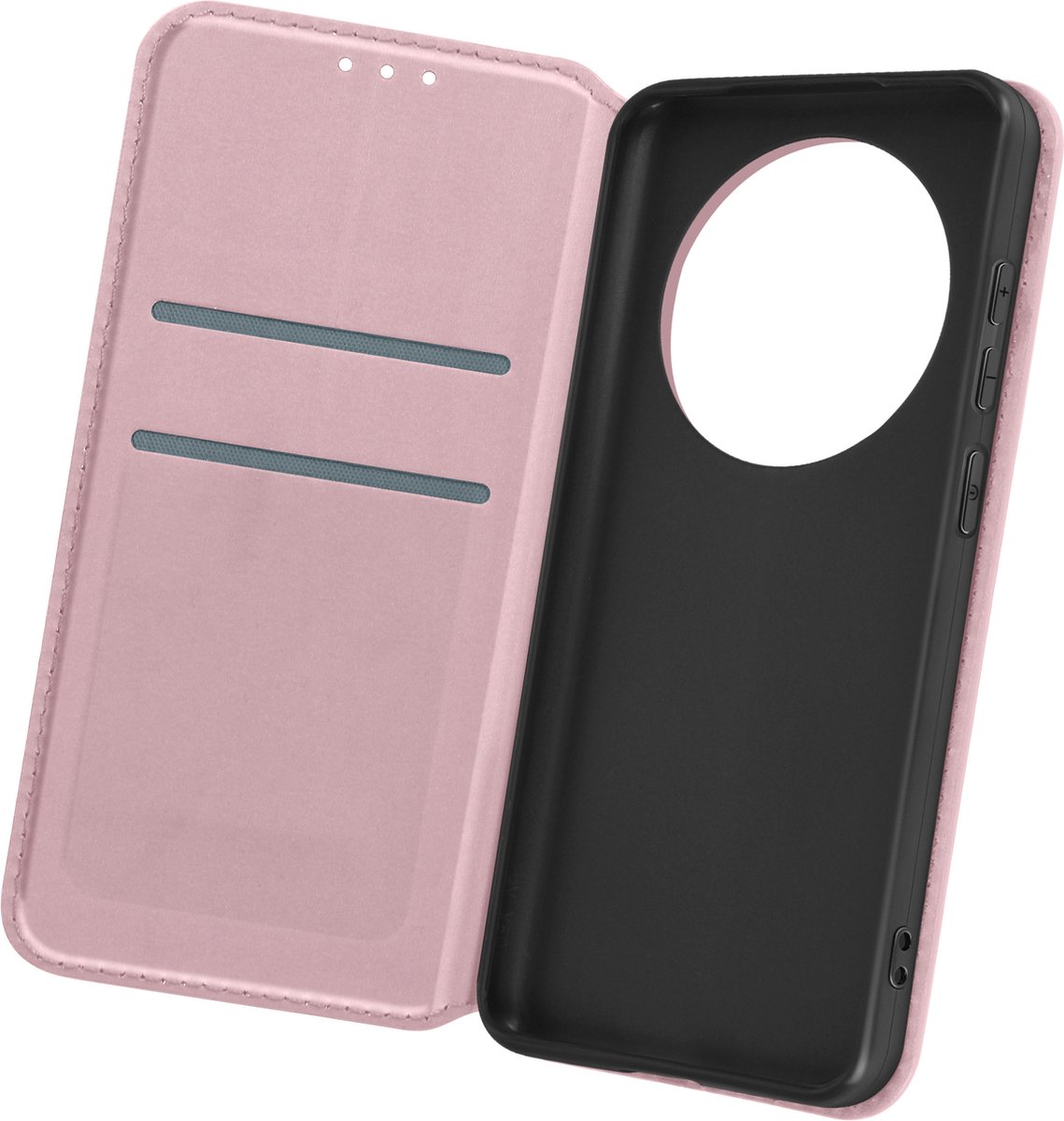 Avizar Foliohoes Geschikt voor Honor Magic 6 Lite Multifunctioneel, Rose goud